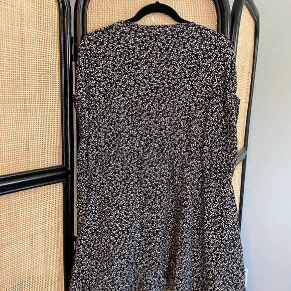 Free People Black Floral Mini Dress with White Daisy Print - Picture 2 of 6